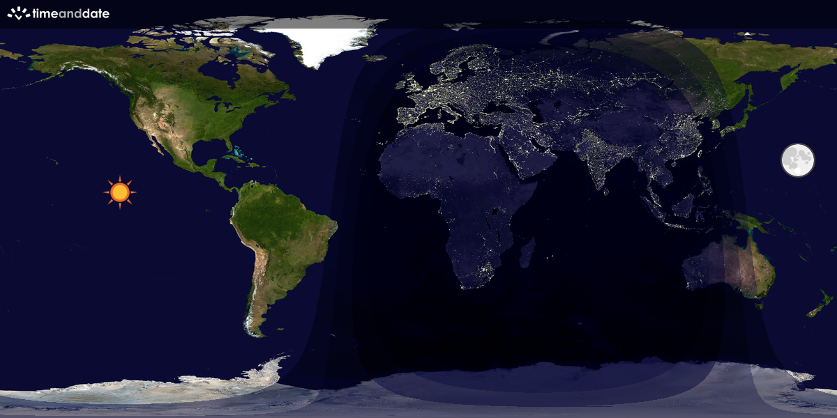 Verdenskart som viser dag og natt 