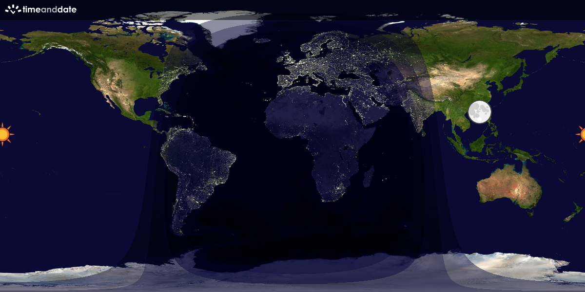 Verdenskart som viser dag og natt 