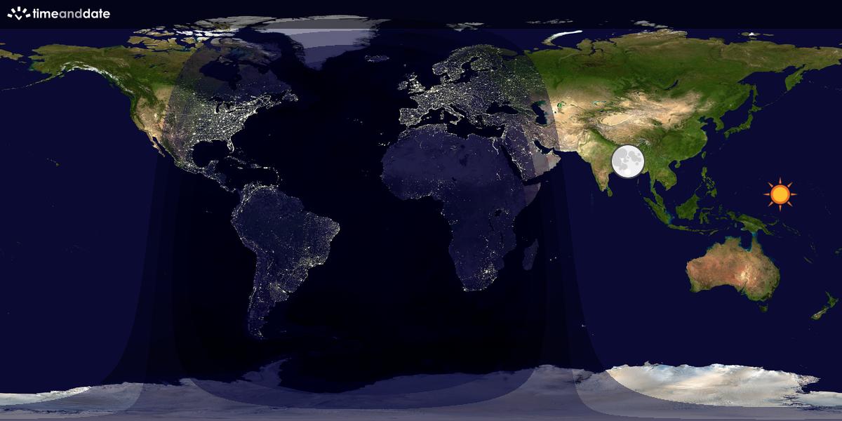 Verdenskart som viser dag og natt 