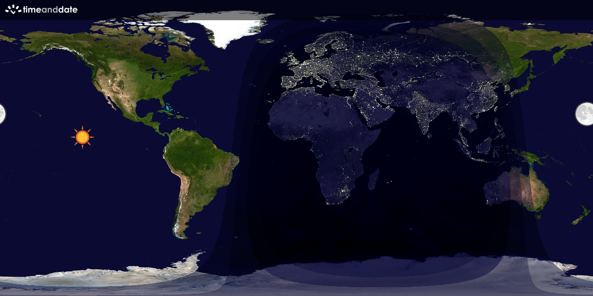 Verdenskart som viser dag og natt 