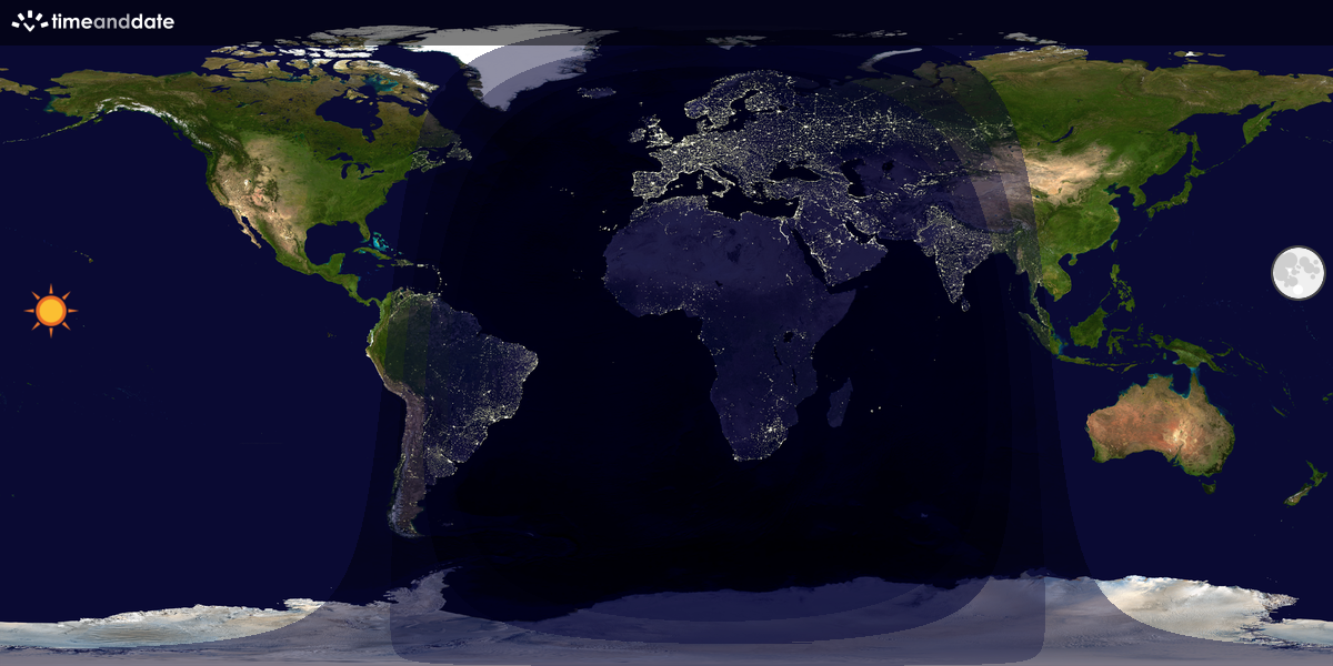 Verdenskart som viser dag og natt 