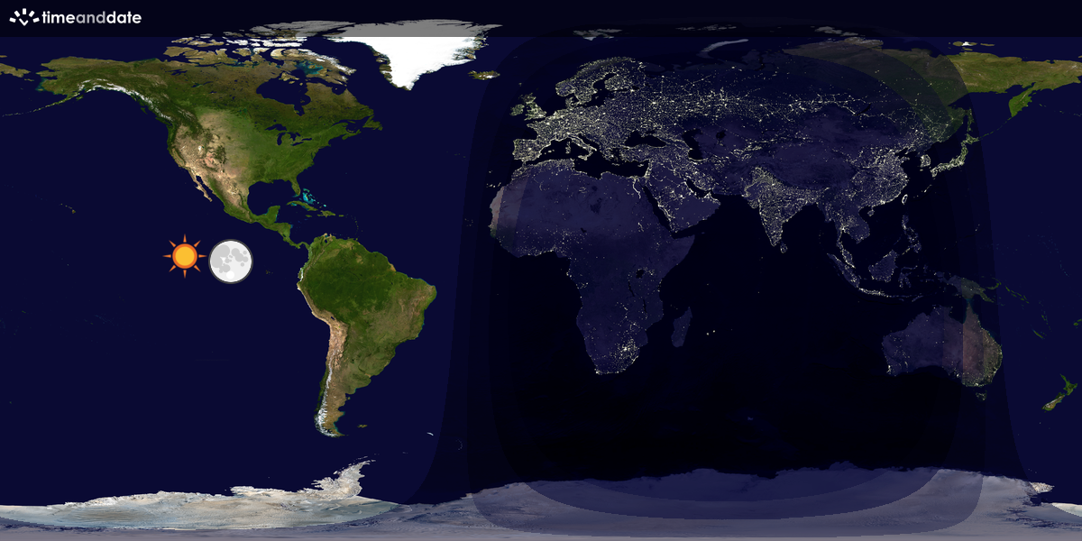 Verdenskart som viser dag og natt 