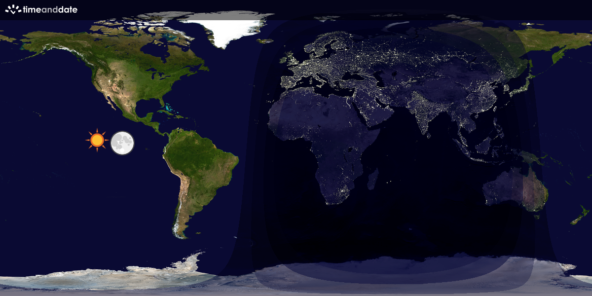Verdenskart som viser dag og natt 