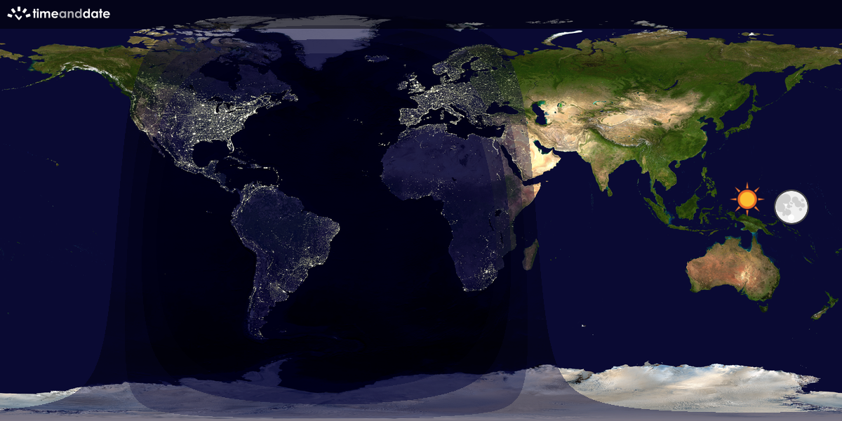 Verdenskart som viser dag og natt 