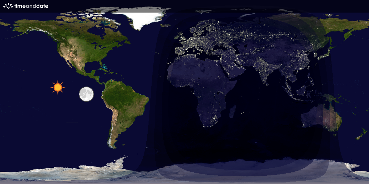 Verdenskart som viser dag og natt 