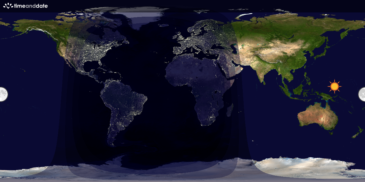Verdenskart som viser dag og natt 