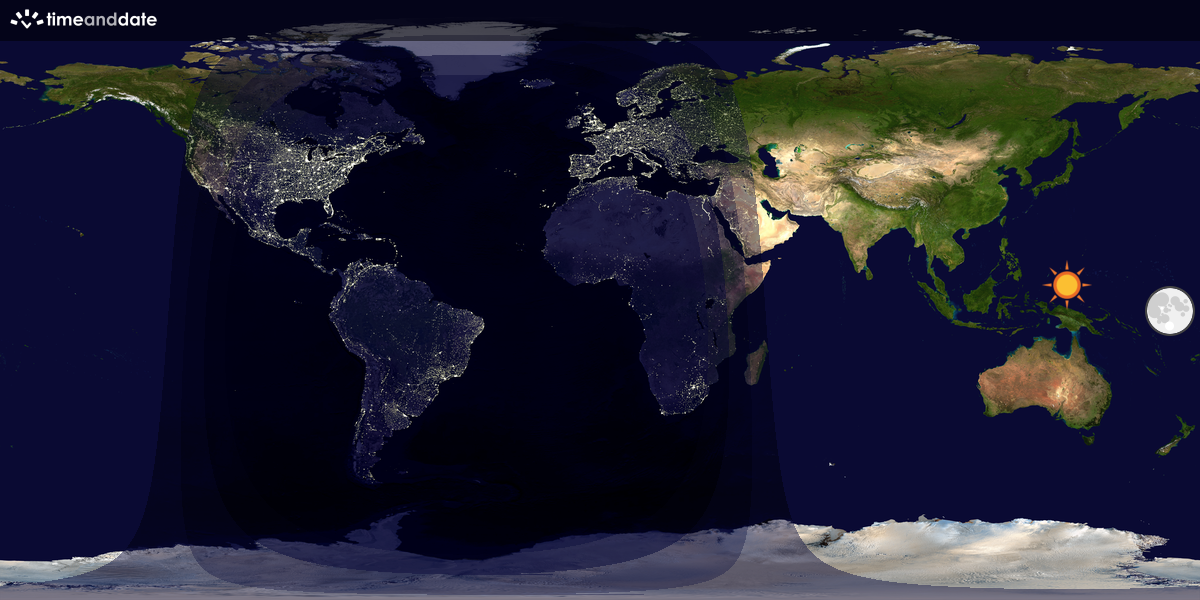 Verdenskart som viser dag og natt 