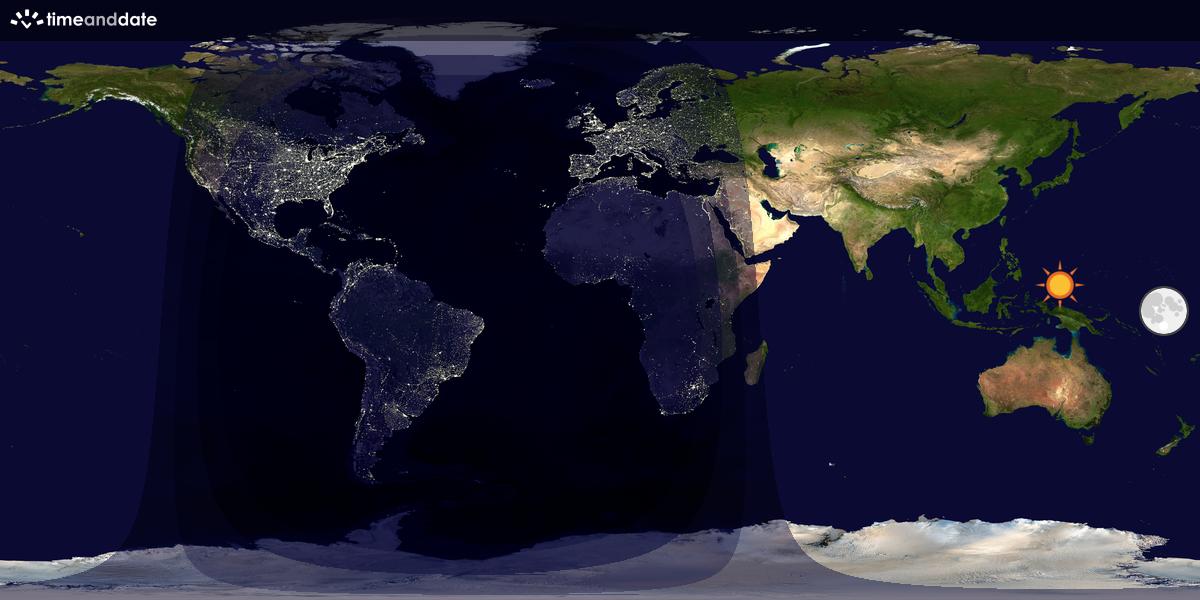 Verdenskart som viser dag og natt 