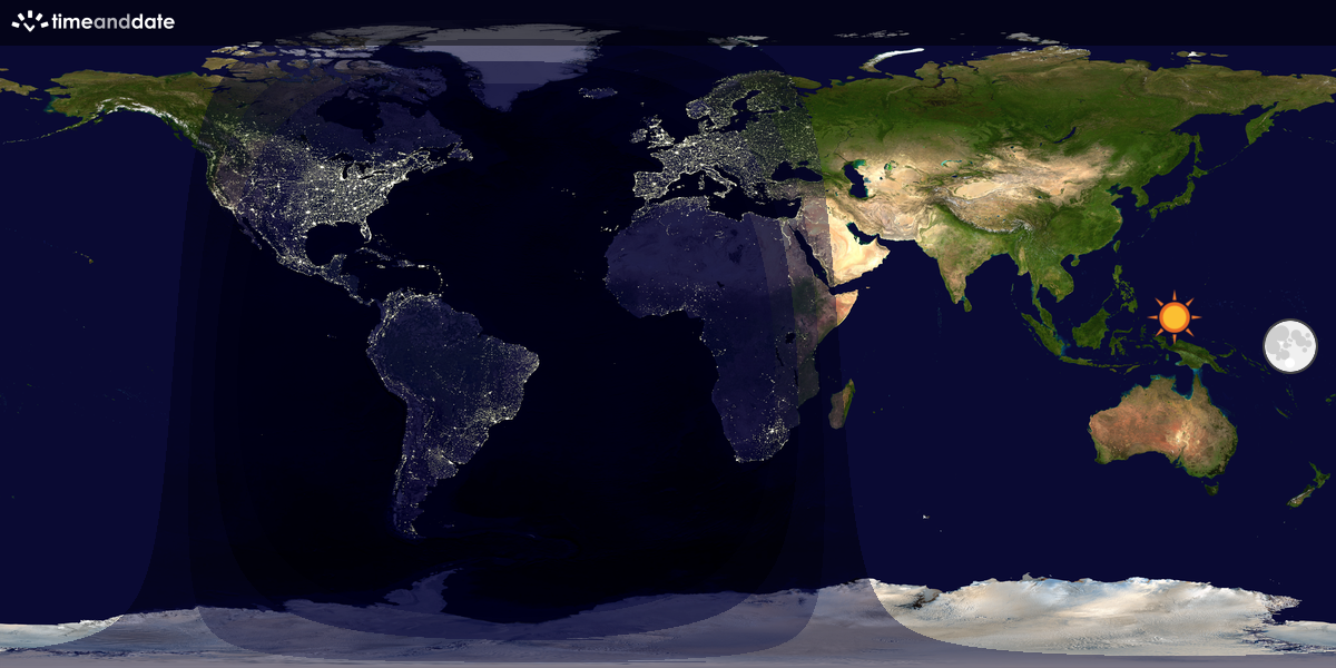 Verdenskart som viser dag og natt 