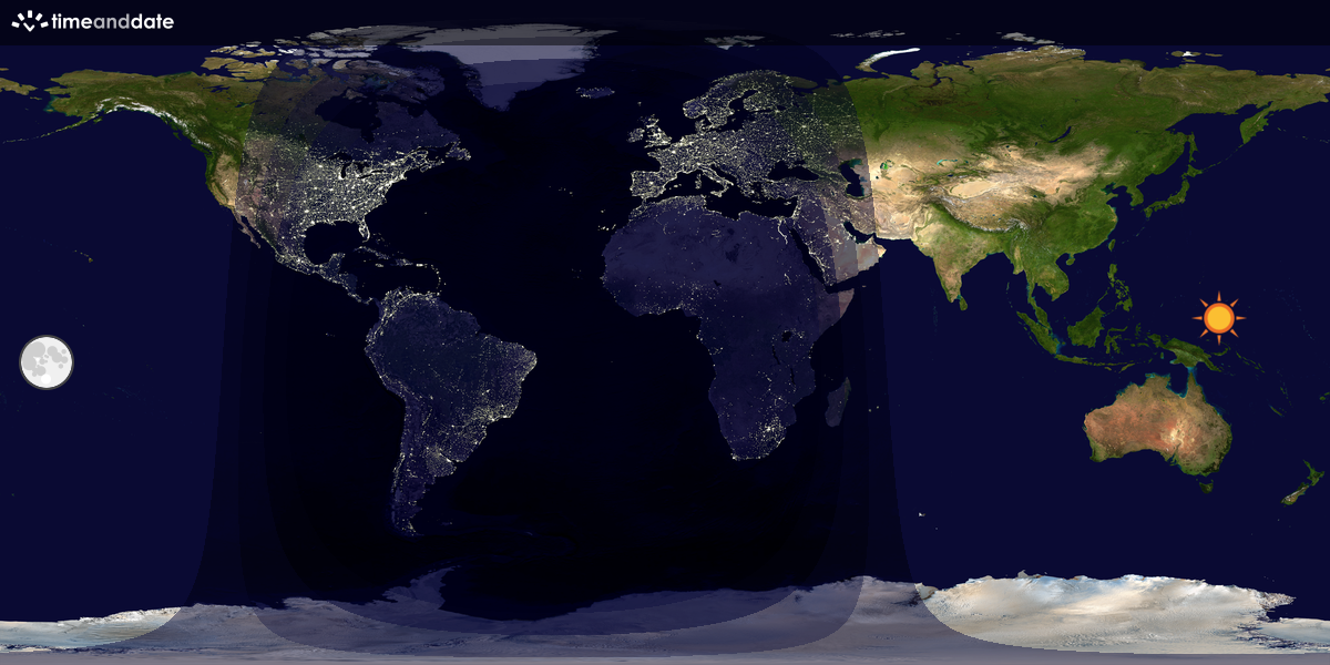 Verdenskart som viser dag og natt 