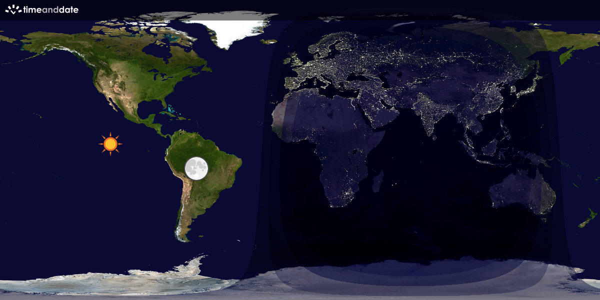 Verdenskart som viser dag og natt 