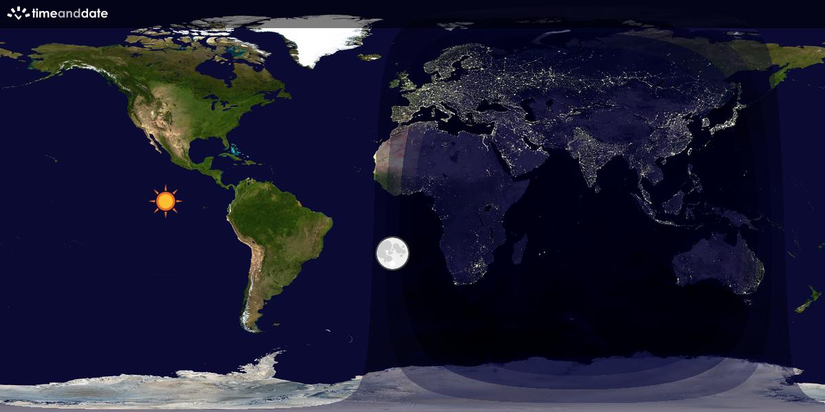 Verdenskart som viser dag og natt 