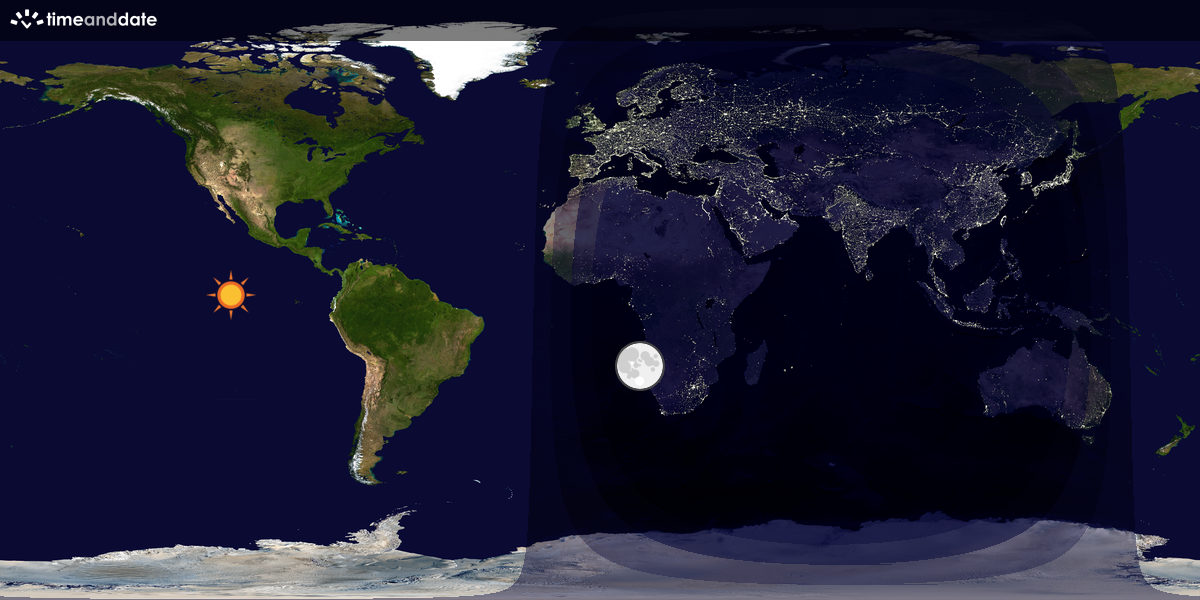 Verdenskart som viser dag og natt 