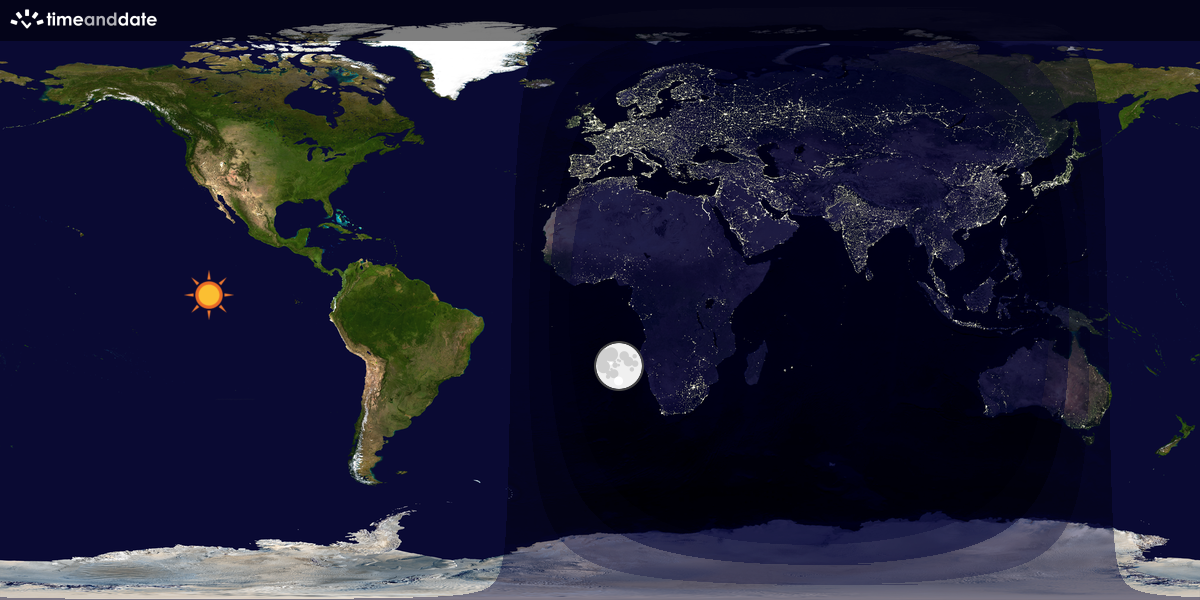 Verdenskart som viser dag og natt 