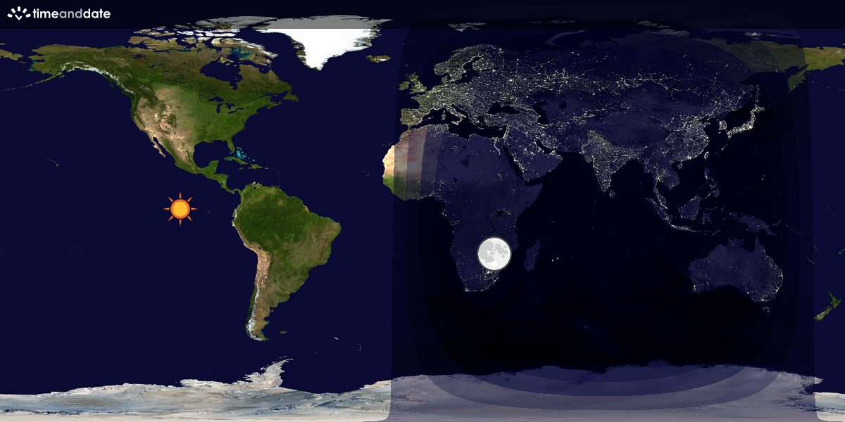 Verdenskart som viser dag og natt 