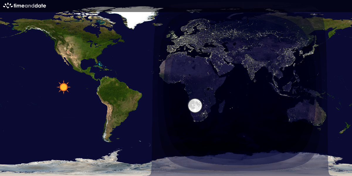Verdenskart som viser dag og natt 