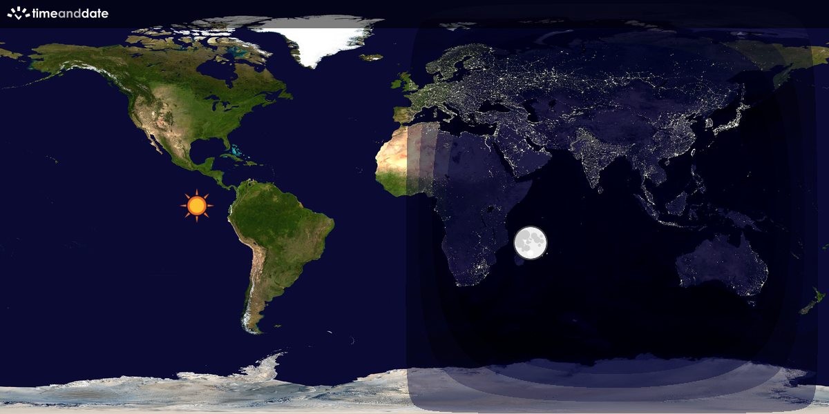Verdenskart som viser dag og natt 