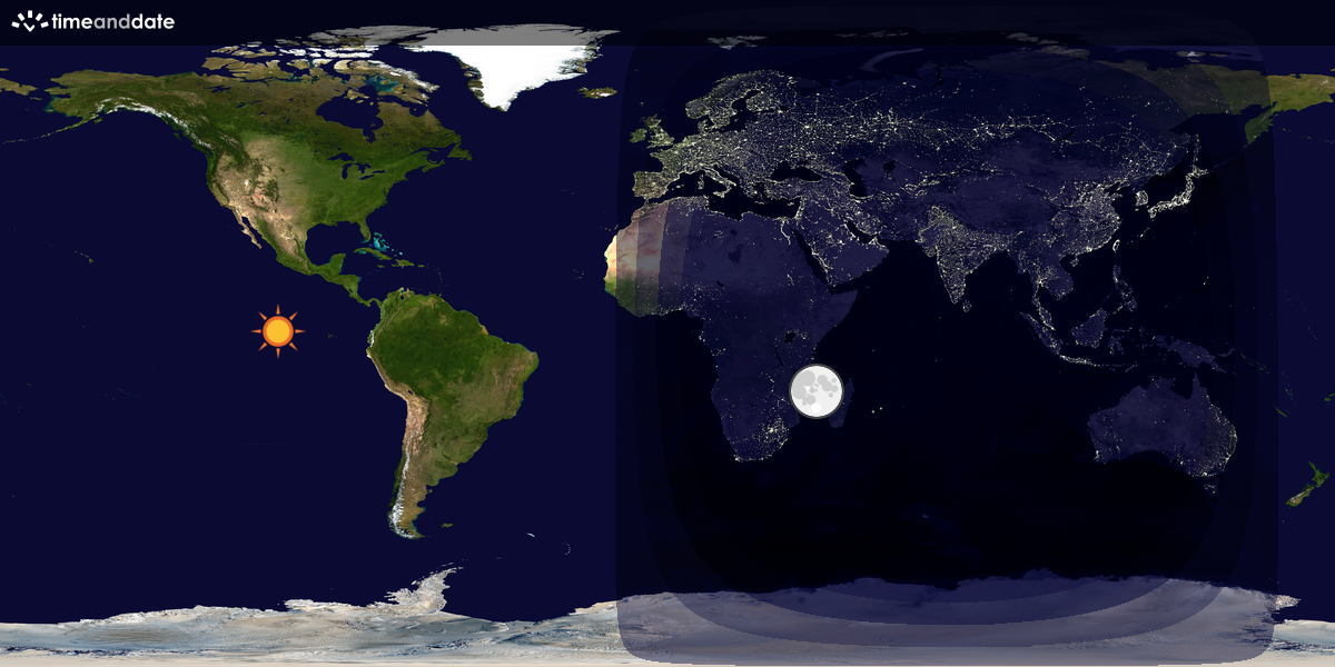 Verdenskart som viser dag og natt 