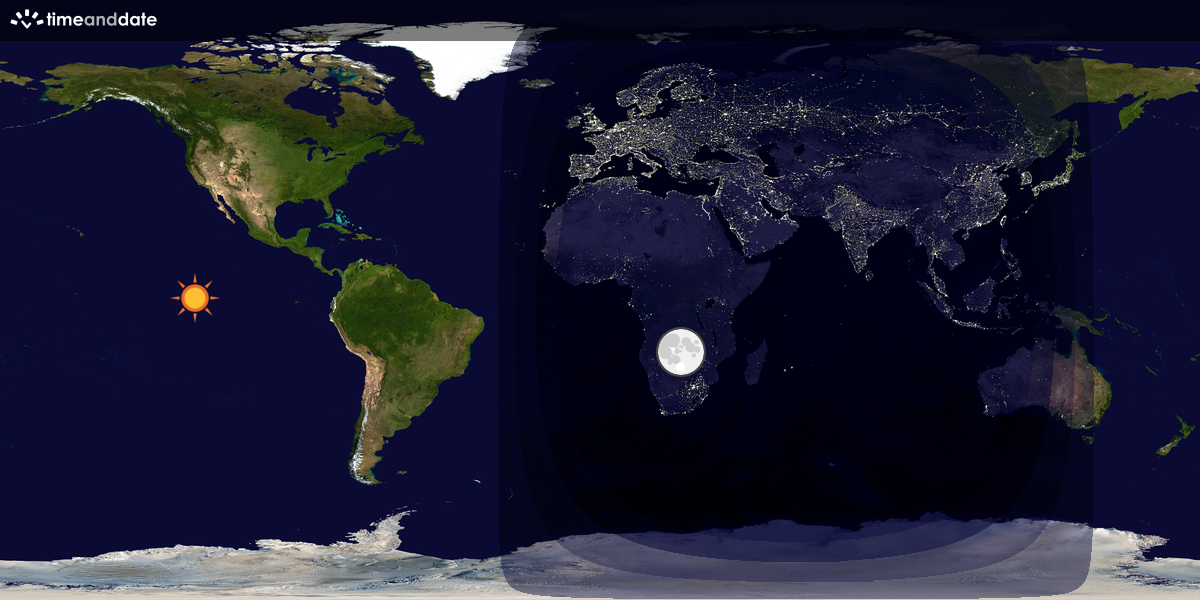 Verdenskart som viser dag og natt 