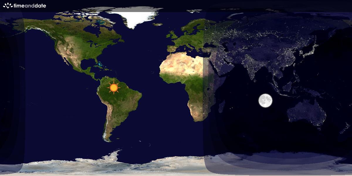Verdenskart som viser dag og natt 