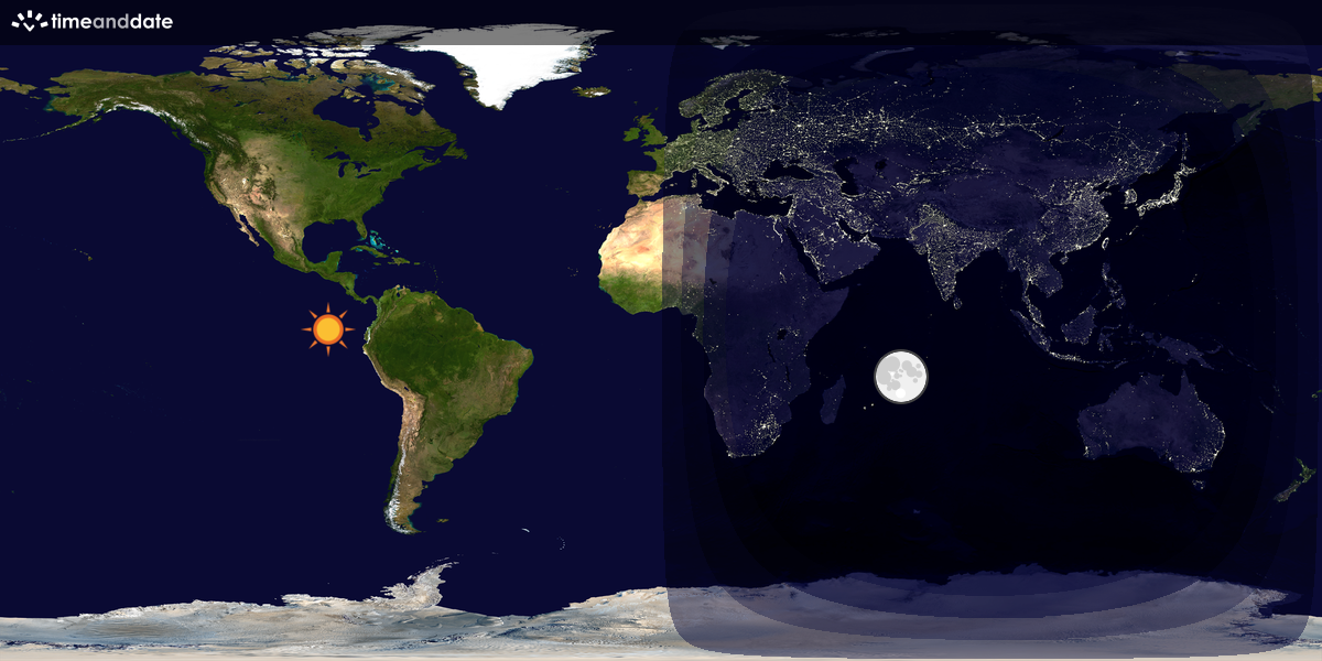 Verdenskart som viser dag og natt 