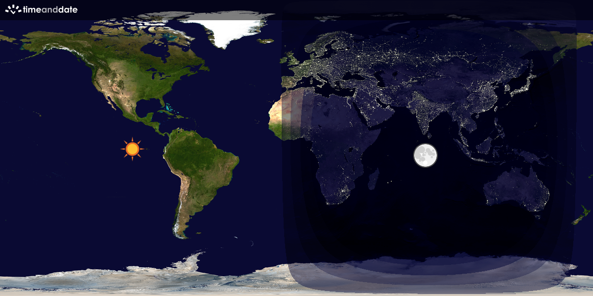 Verdenskart som viser dag og natt 