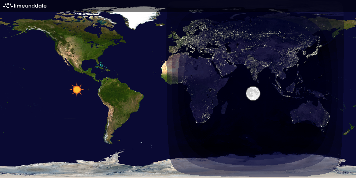Verdenskart som viser dag og natt 
