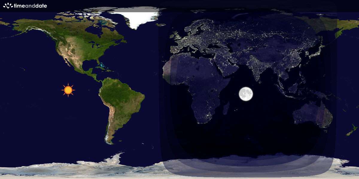 Verdenskart som viser dag og natt 