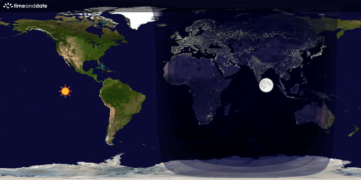 Verdenskart som viser dag og natt 