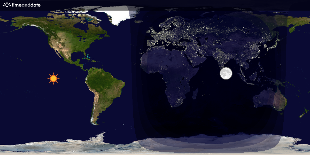 Verdenskart som viser dag og natt 