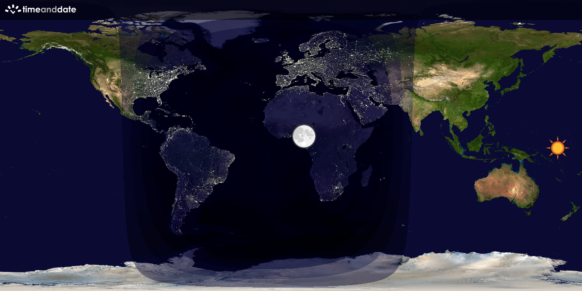 Verdenskart som viser dag og natt 