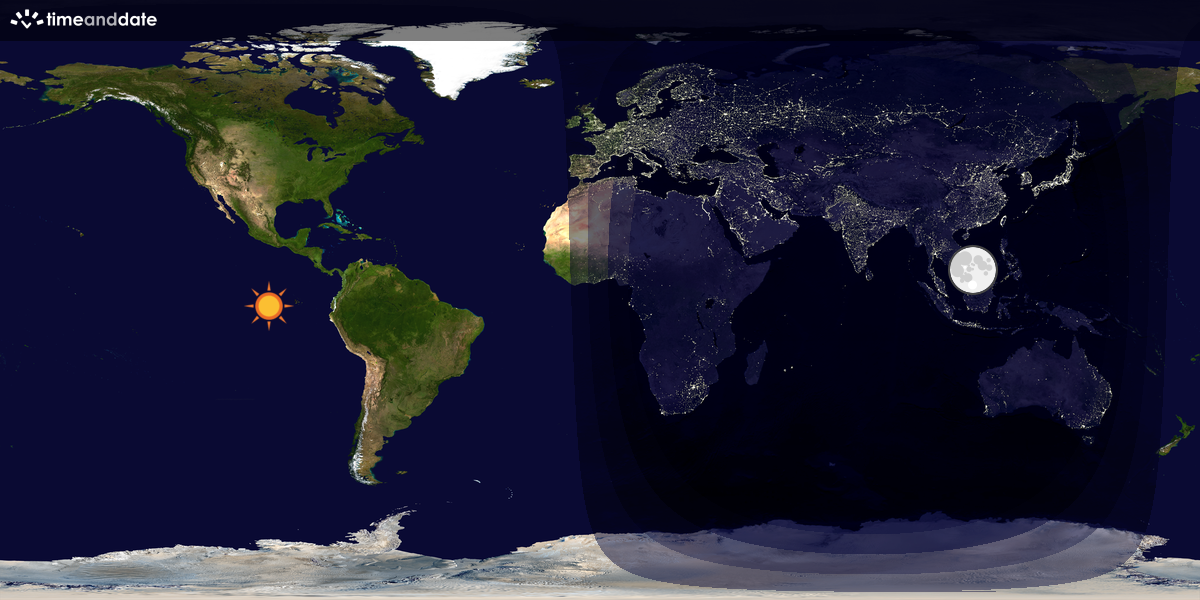Verdenskart som viser dag og natt 