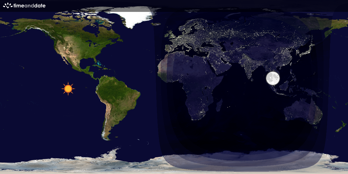 Verdenskart som viser dag og natt 