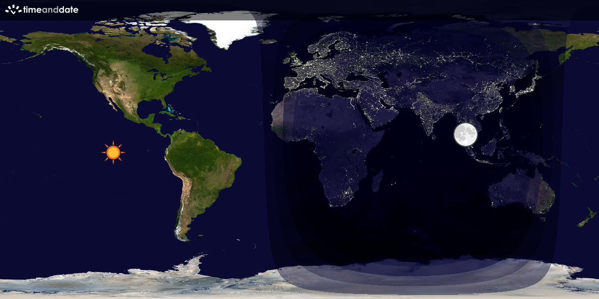 Verdenskart som viser dag og natt 
