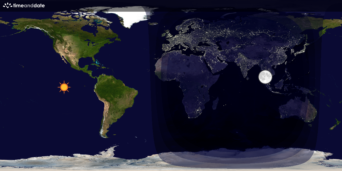 Verdenskart som viser dag og natt 