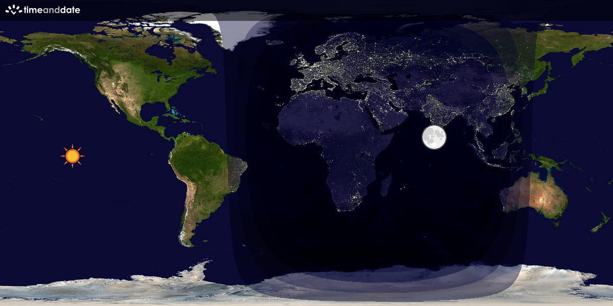 Verdenskart som viser dag og natt 