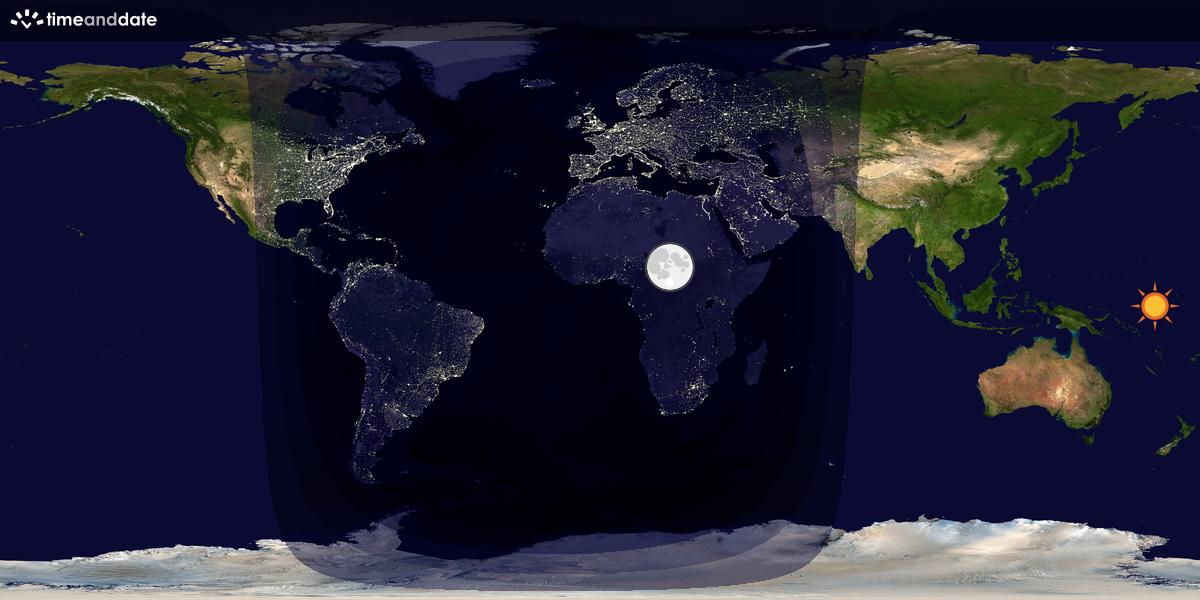 Verdenskart som viser dag og natt 