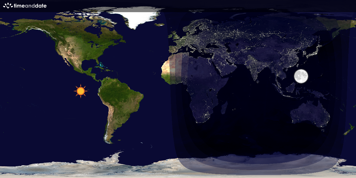 Verdenskart som viser dag og natt 