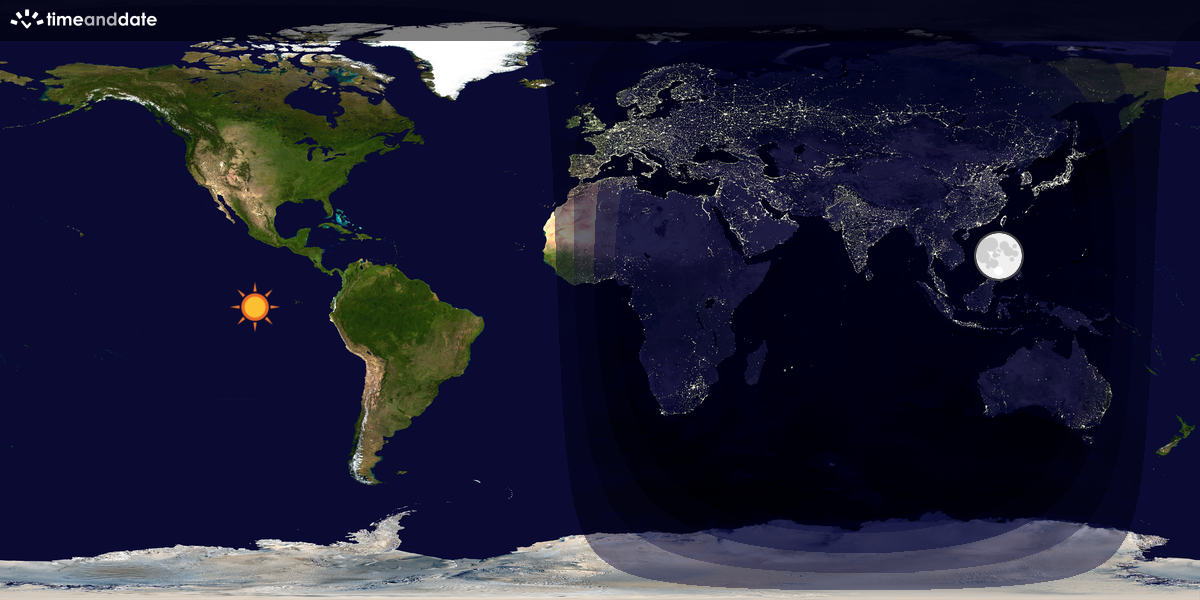 Verdenskart som viser dag og natt 