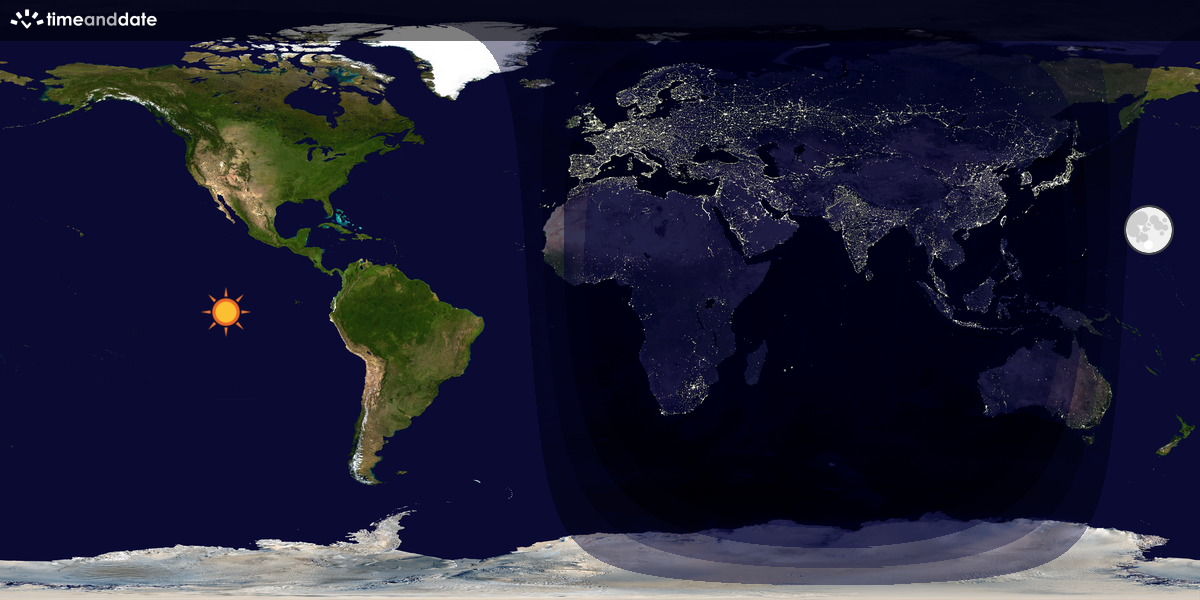 Verdenskart som viser dag og natt 