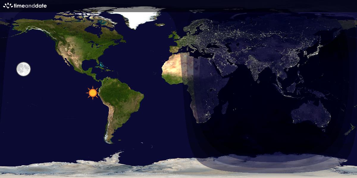 Verdenskart som viser dag og natt 