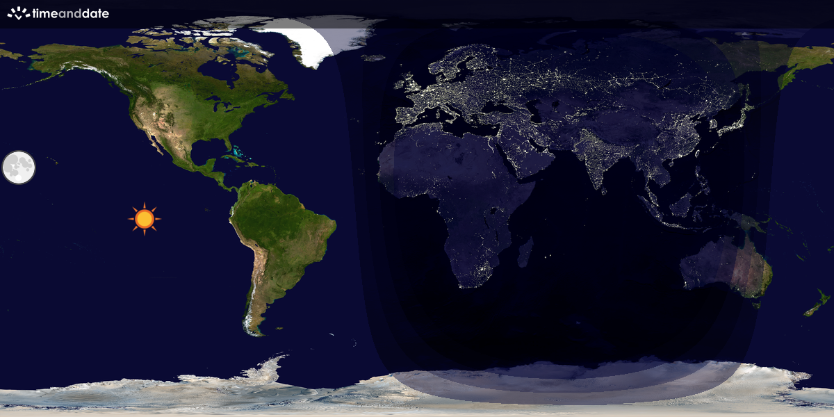 Verdenskart som viser dag og natt 