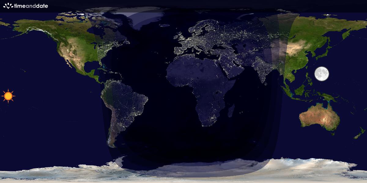 Verdenskart som viser dag og natt 