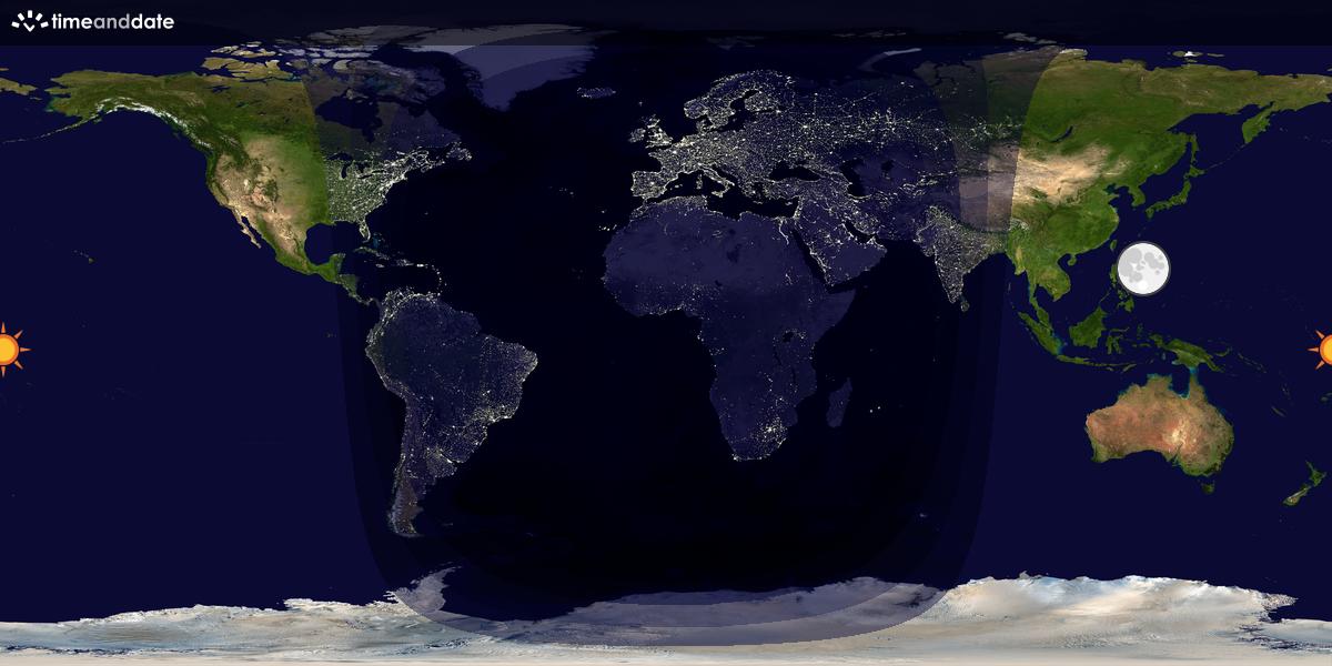 Verdenskart som viser dag og natt 