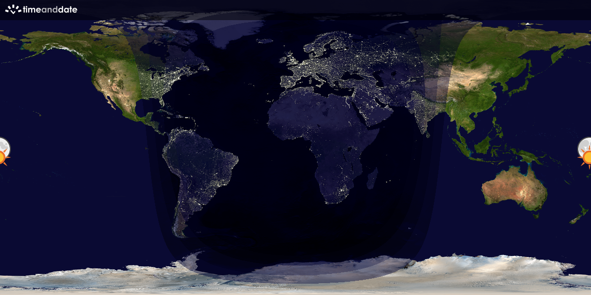 Verdenskart som viser dag og natt 