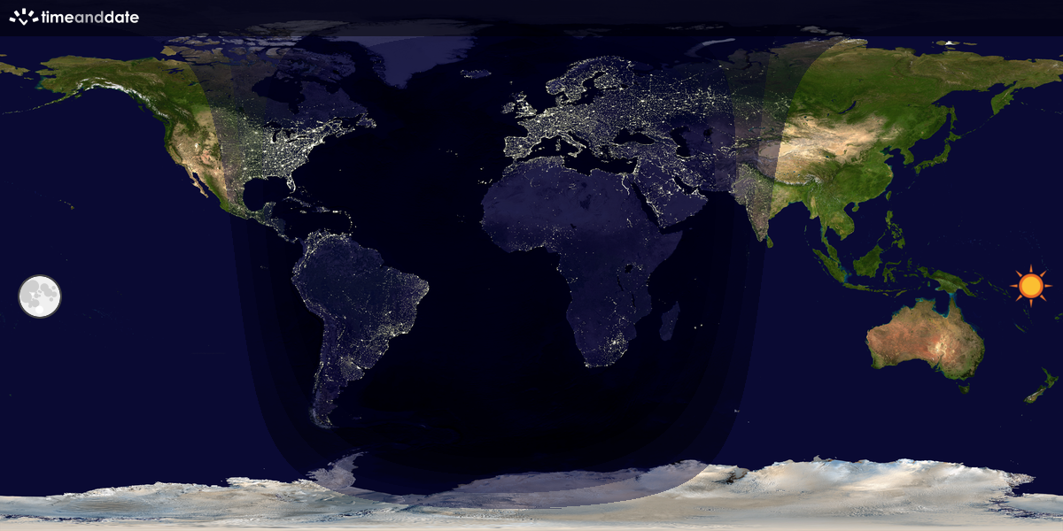 Verdenskart som viser dag og natt 