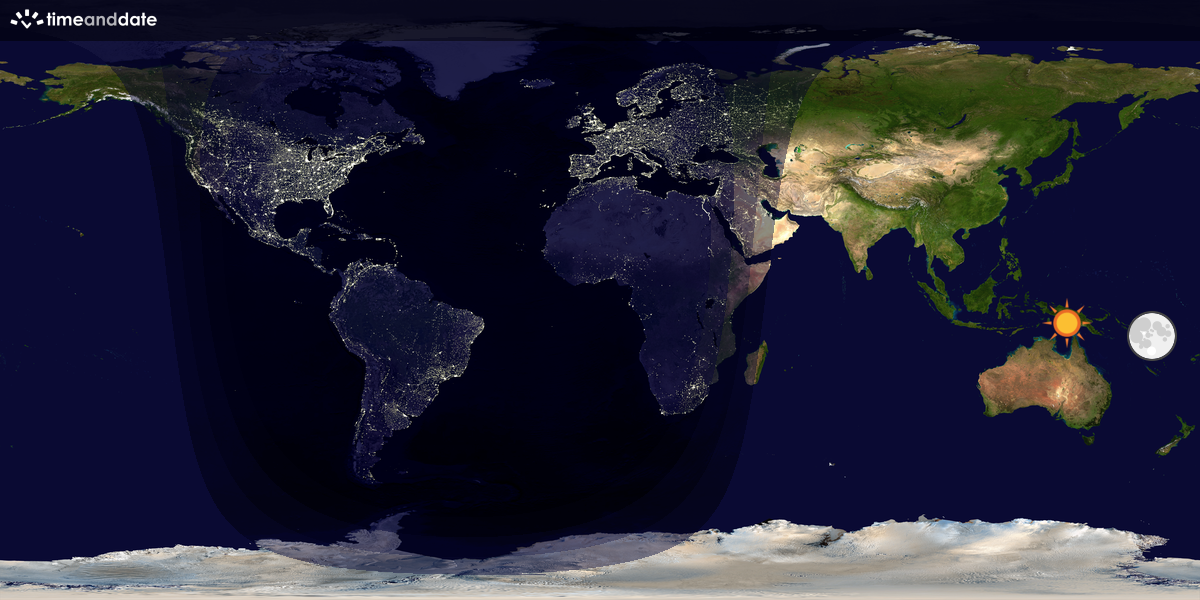 Verdenskart som viser dag og natt 