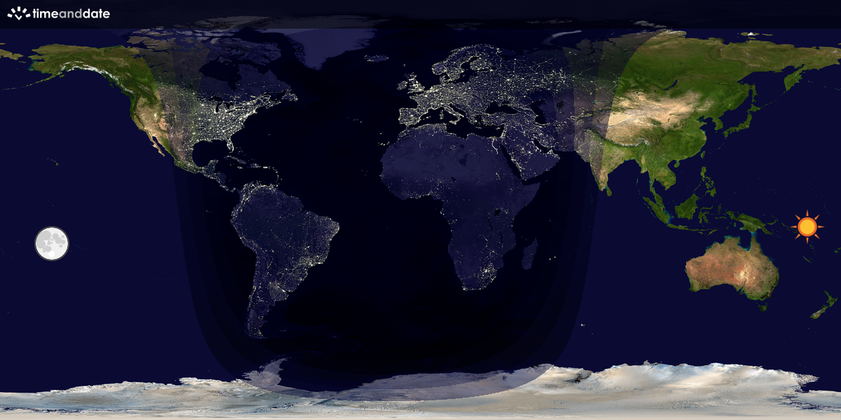 Verdenskart som viser dag og natt 