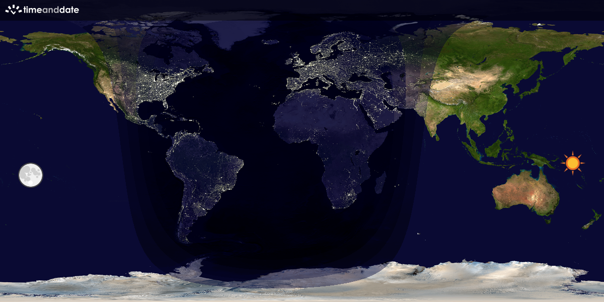 Verdenskart som viser dag og natt 
