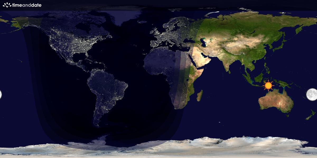 Verdenskart som viser dag og natt 
